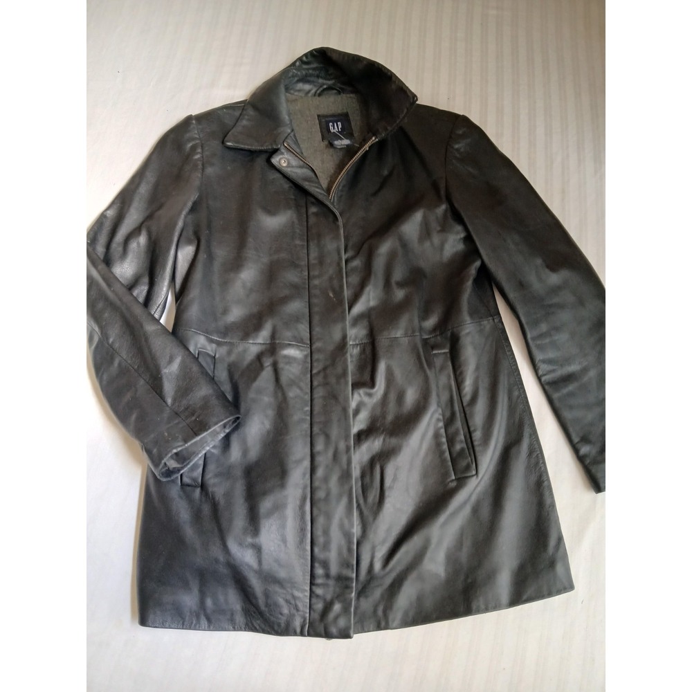 Vintage Gap Jacket Small Mens Leather Wool Lined Full Zip Classic 90s Grunge